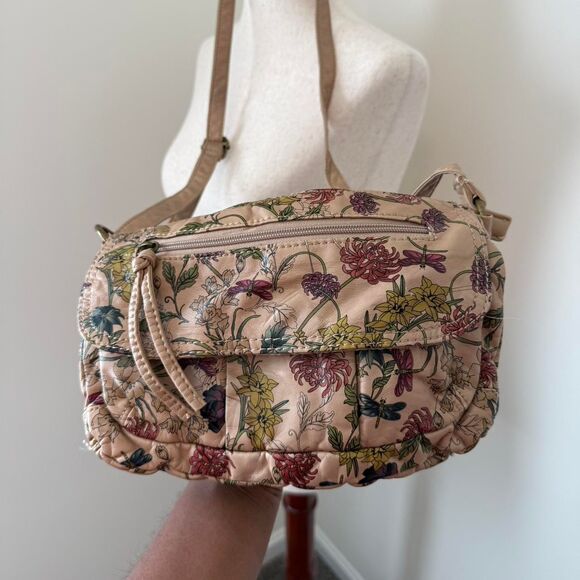 Floral Crossbody Bag Beige Botanical Print Y2K Coquette Cottagecore Purse - Picture 2 of 8